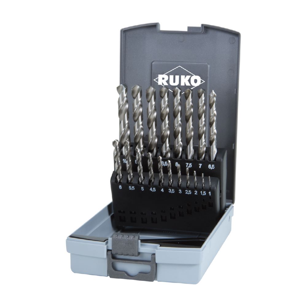 Produktbild Ruko Spiralbohrersatz 1,0 - 10,0 mm DIN 338 Typ VA HSSE Co 8 in Kunststoffkassette