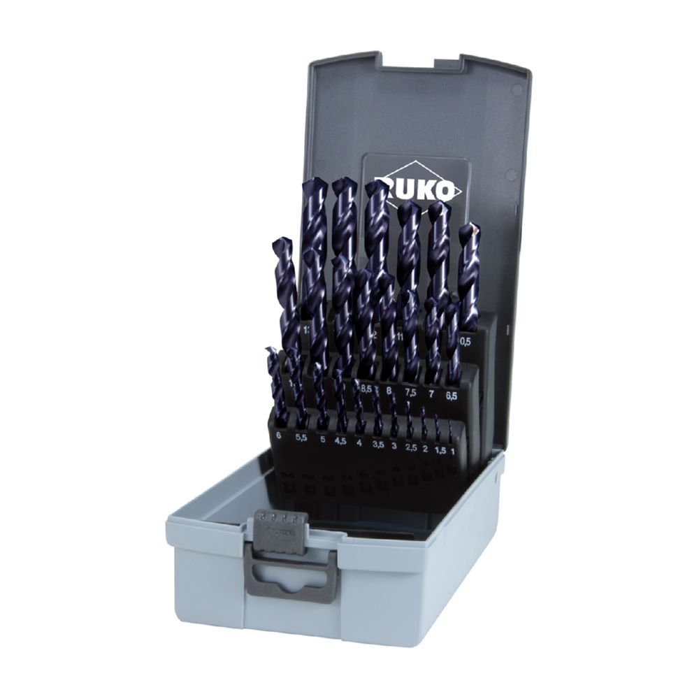 Produktbild Ruko Spiralbohrersatz 1,0 - 13,0 mm DIN 338 Typ VA HSSE Co 8 TiAlN Kunststoffkassette