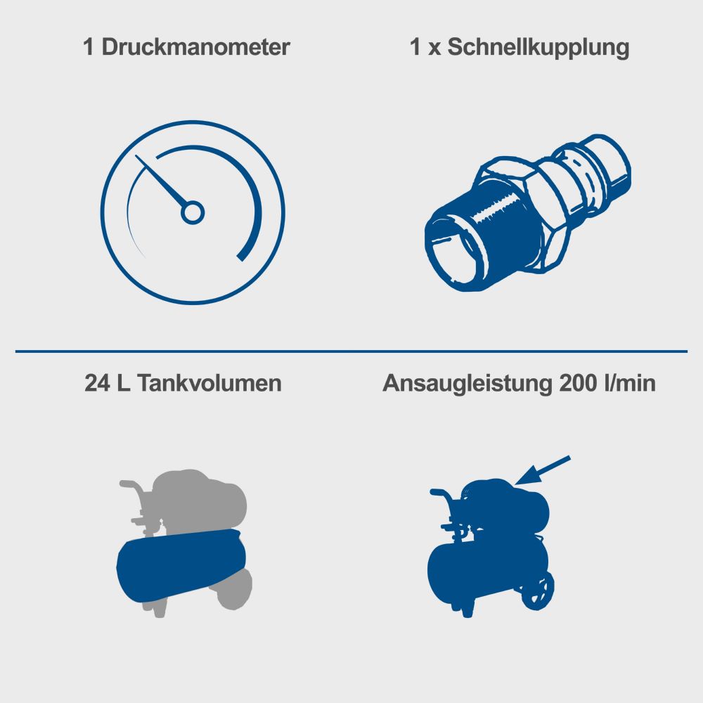 Produktbild Scheppach Kompressor 1100 W 8 bar HC30o inklusive Zubehör bild 8