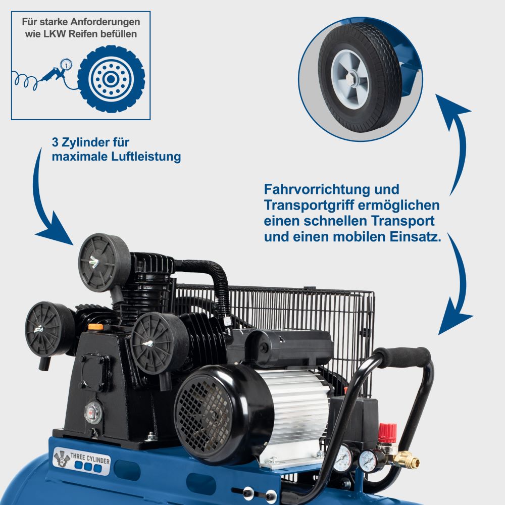 Produktbild Scheppach Dreifachzylinder-Kompressor HC550TC - 230 V Riemenantrieb bild 6