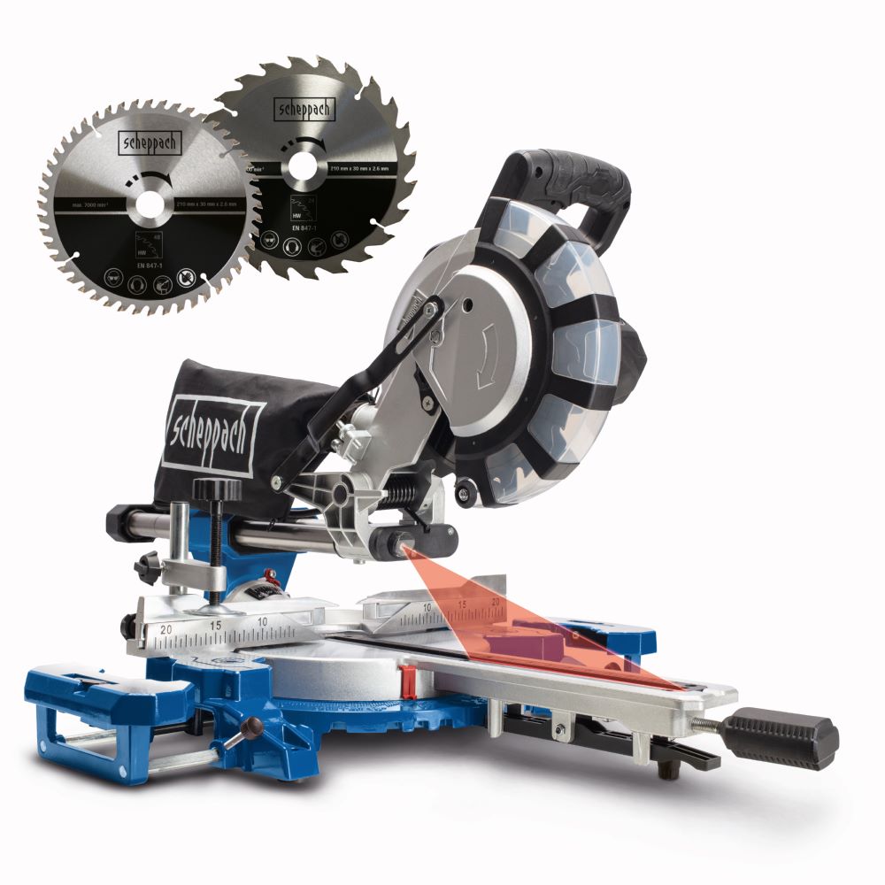 Produktbild Scheppach Kapp-Zug-Gehrungssäge HM216SPX inklusive 2 Sägeblatter