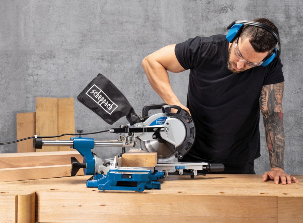 Produktbild Scheppach Kappzugsäge HM216 mit 2 Sägeblättern bild 2