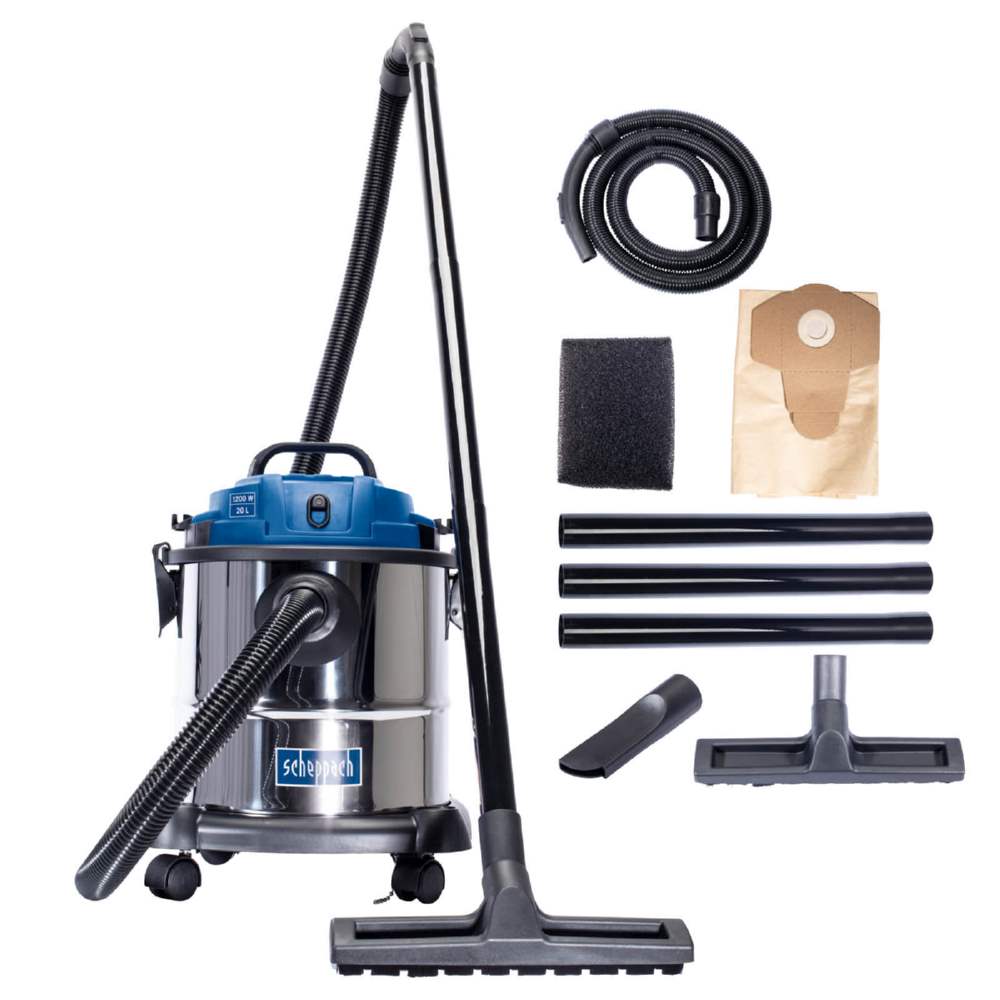 Produktbild Scheppach Nass Trockensauger 20 Liter 1,2 KW mit Zubehör bild 2