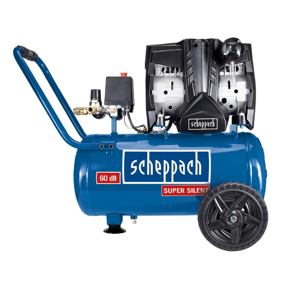 Produktbild Scheppach Super Silent Kompressor 24 Liter 8 bar 1100 Watt Doppelzylinder Ölfrei 60dB bild 6