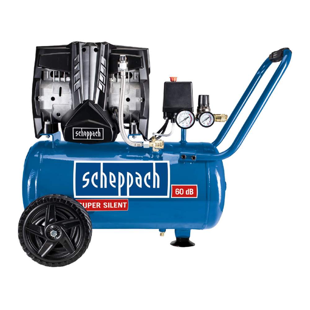 Produktbild Scheppach Super Silent Kompressor 24 Liter 8 bar 1100 Watt Doppelzylinder Ölfrei 60dB bild 7