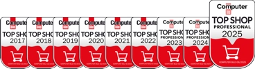 Top Shop Professional Siegel 2017–2025 im Schwarz-Weiß-Design