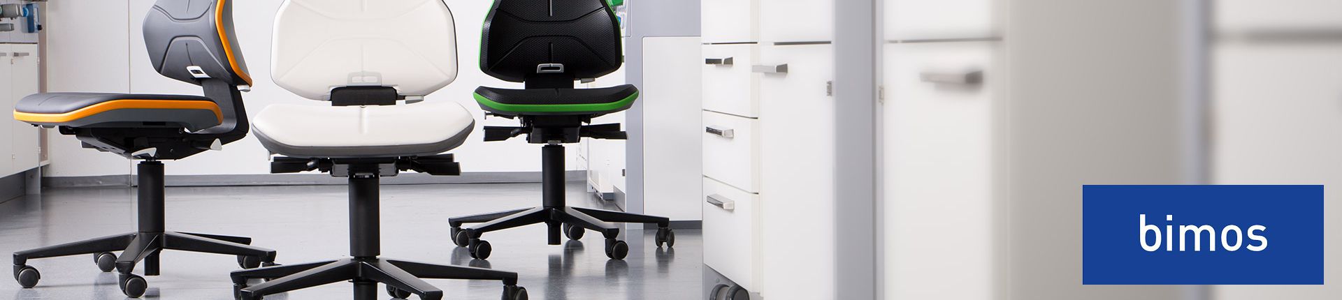 Bild Drei Bimo Arbeitsstühle vom Modell Neon in einem Büro