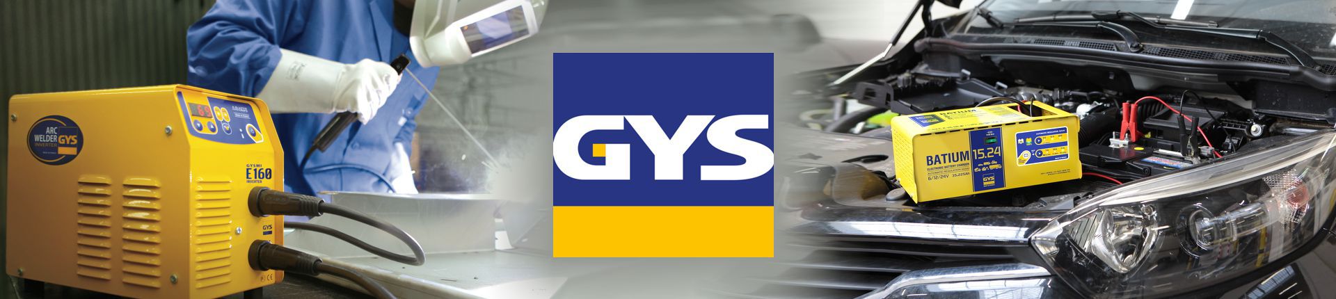 Bild Mann mit Schweißmaske schweißt mit einem Gys Schweißgerät