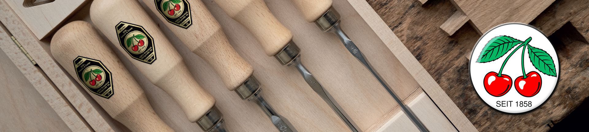 Bild Kirschen Anreißmesser in passender Schatulle liegend