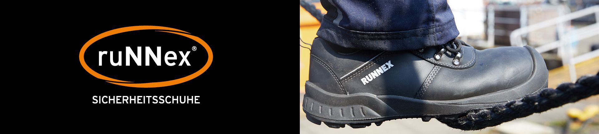Bild Schwarzer Arbeitsschuh von Runnex im Einsatz