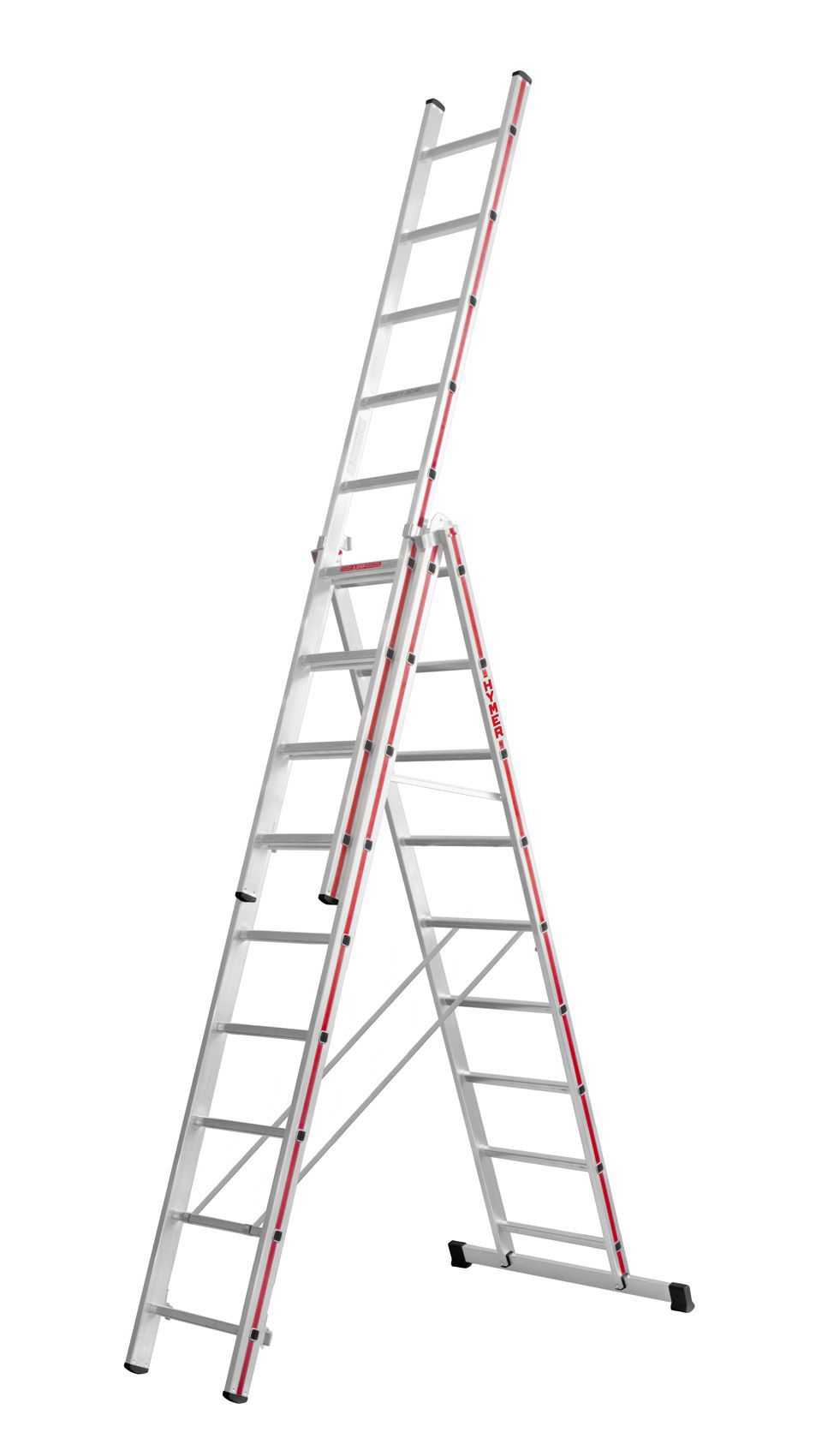 Produktbild hymer mehrzweckleiter dreiteilig 3x9 sprossen 404727 bild 2