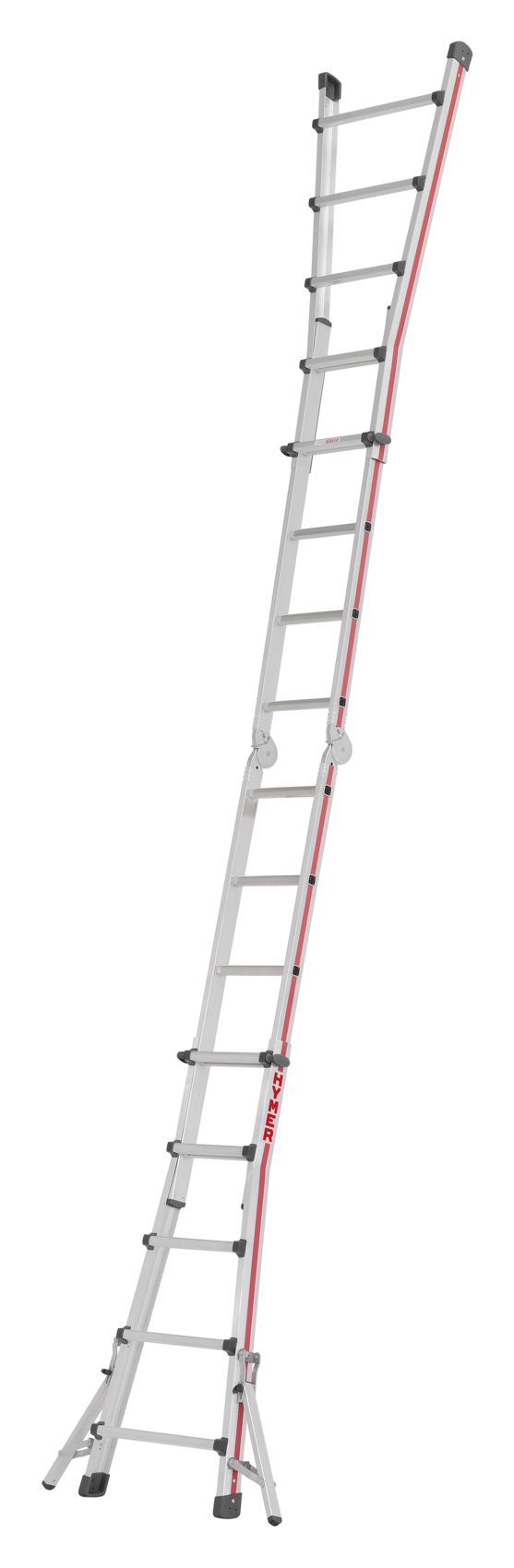 Produktbild Hymer Teleskopleiter 4x 5 Sprossen Modell 414220 voll ausgeklappt als Anlegeleiter bild 5