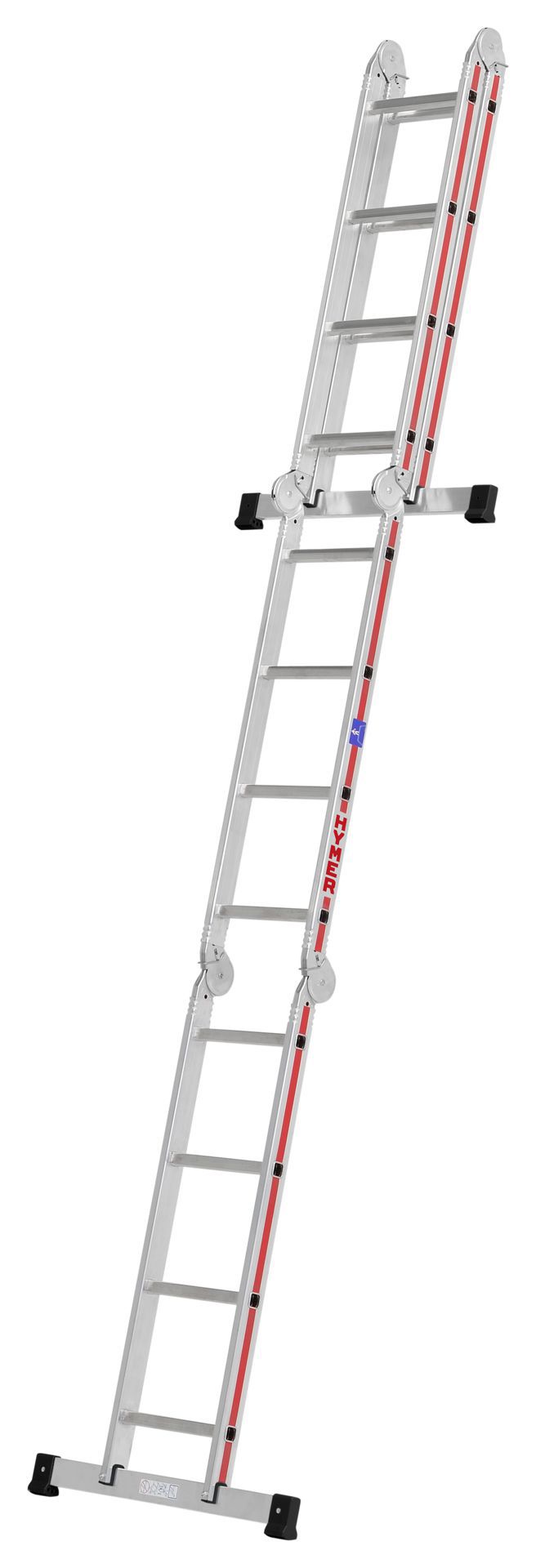 Produktbild Hymer Vielzweckleiter 4x 4 Sprossen Modell 404316 teilweise ausgeklappt als Anlegeleiter bild 3