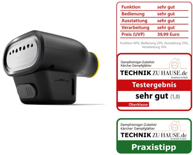 Kärcher Dampfglätter, daneben die Auszeichnungen von Technikzuhause.de bild 2