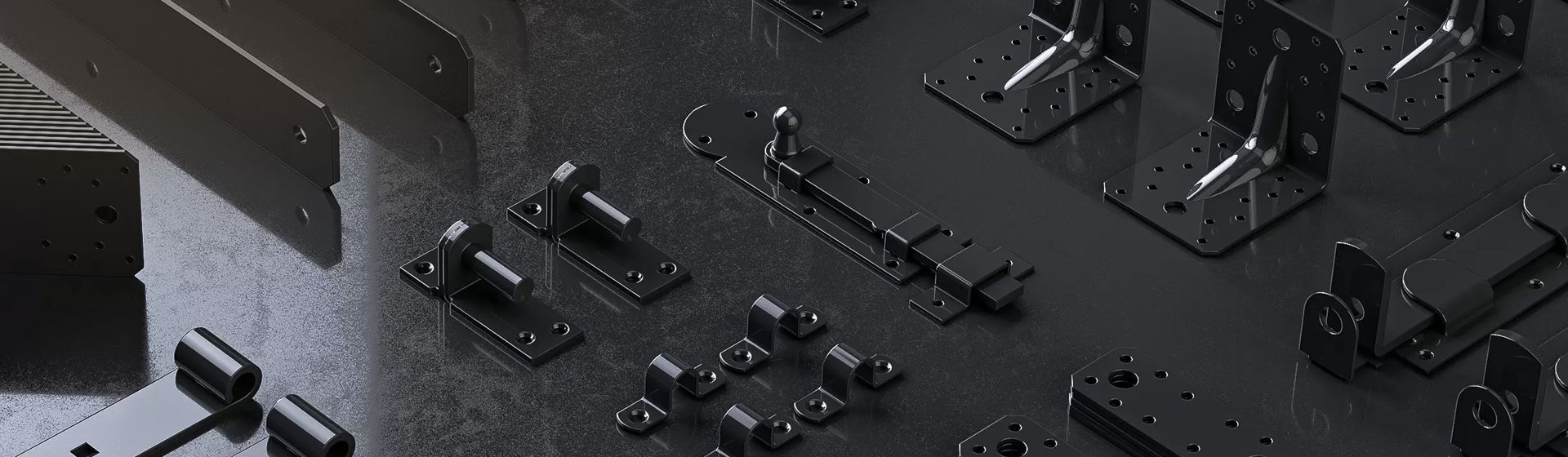 Schwarzes Beschläge Sortiment des Herstellers Alberts bild