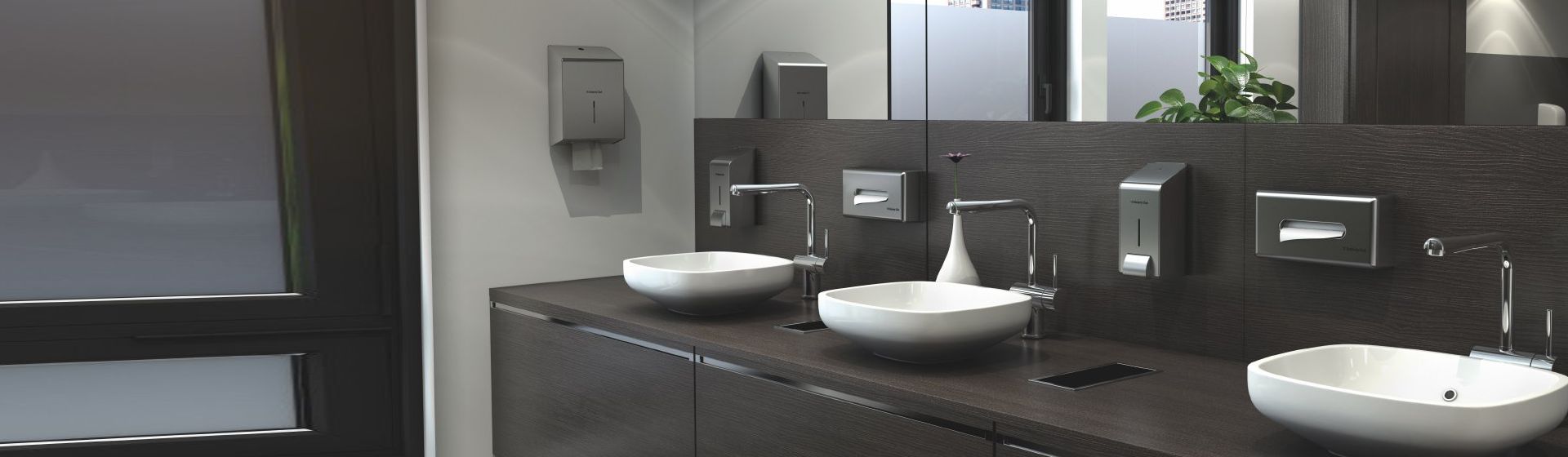 Blick in einen modern eingerichteten Waschraum bild