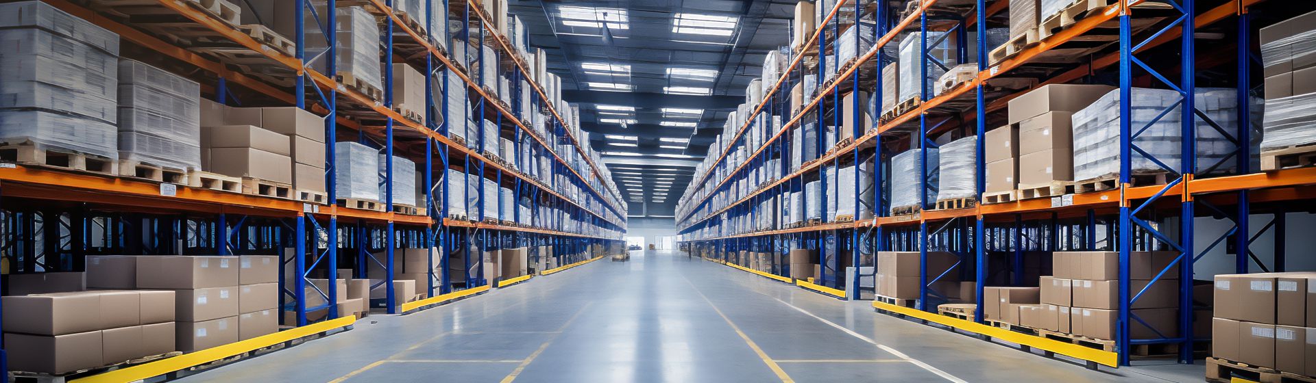 Blick in ein Hochregallager bild