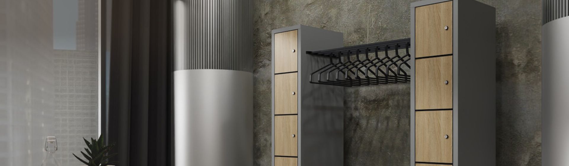 C + P Garderobe mit Schließfächern in Nahaufnahme bild