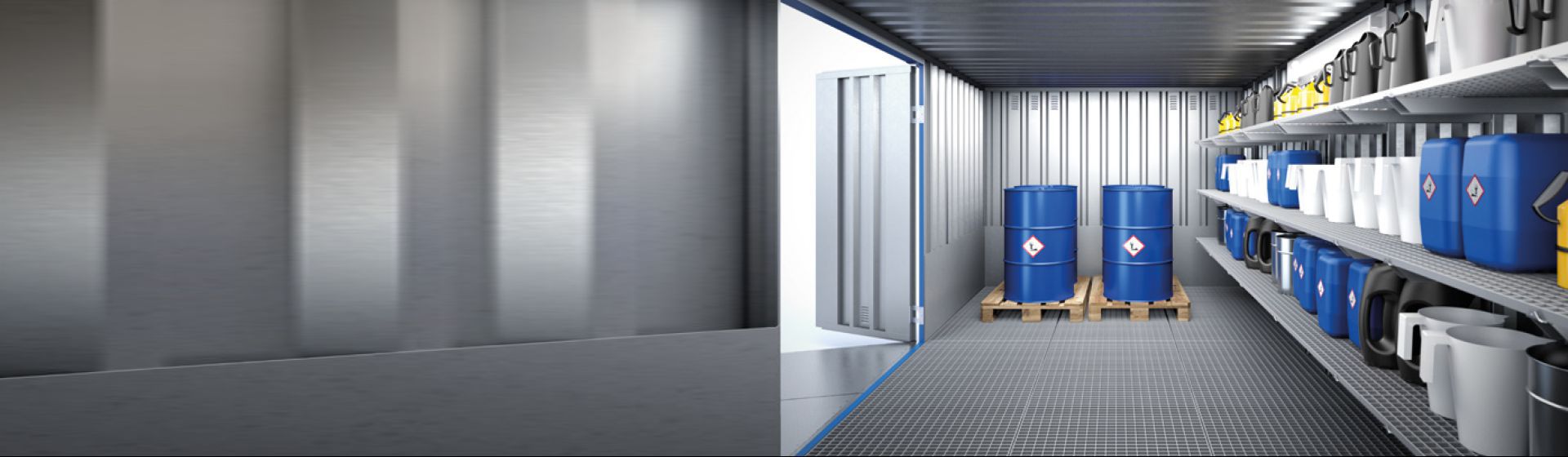 Blick in einen Schnellbaucontainer von Asecos bild