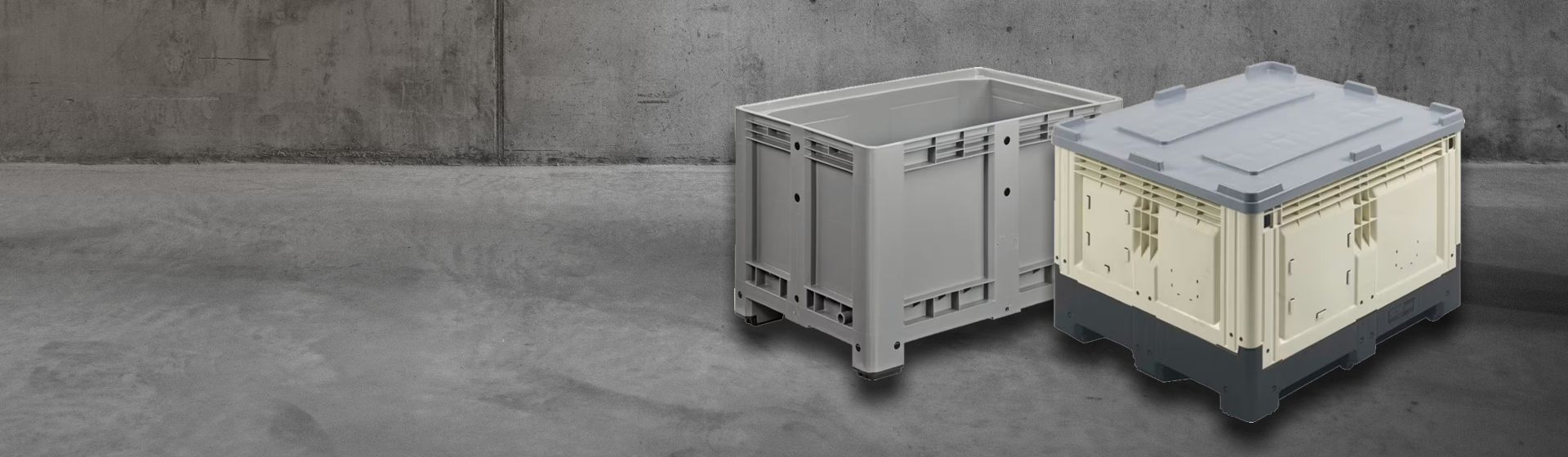 Graue Palettenbox und beige Palettenbox mit Deckel von Alpha bild