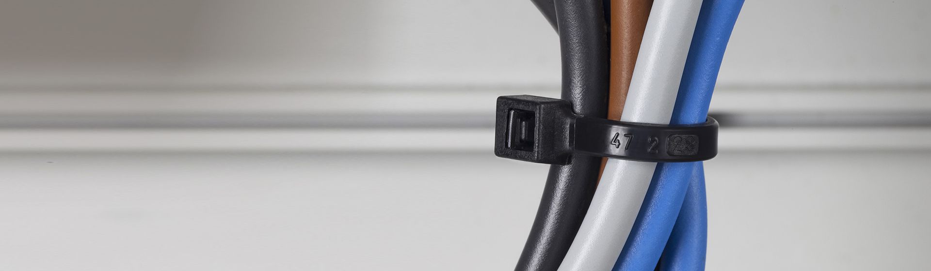 Kabelstrang zusammengebunden mit einem schwarzen Kabelbinder bild