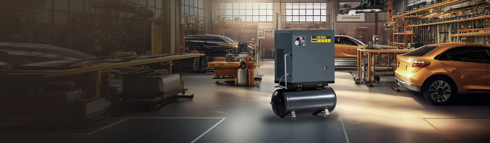 Schneider Schraubenkompressor Ultra in einer KFZ Werkstatt stehend bild