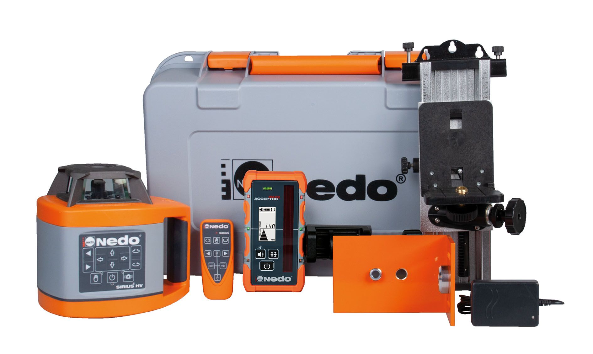 Produktbild Nedo Rotationslaser-Set SIRIUS 1 HV Laserklasse 2 inkl. ACCEPTOR MAXX Wandhalter und Vertikalhalter