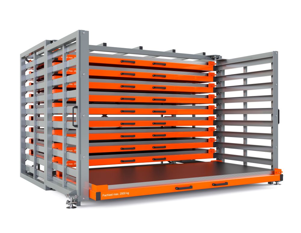 Produktbild RR Schubfachregal für Bleche Typ RBR-G 20/10 2370 x 1440/2065 x 2310 mm RAL 2004