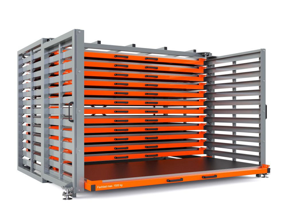 Produktbild RR Schubfachregal für Bleche Typ RBR-G 40/13 4370 x 2440/4065 x 2310 mm RAL 2004