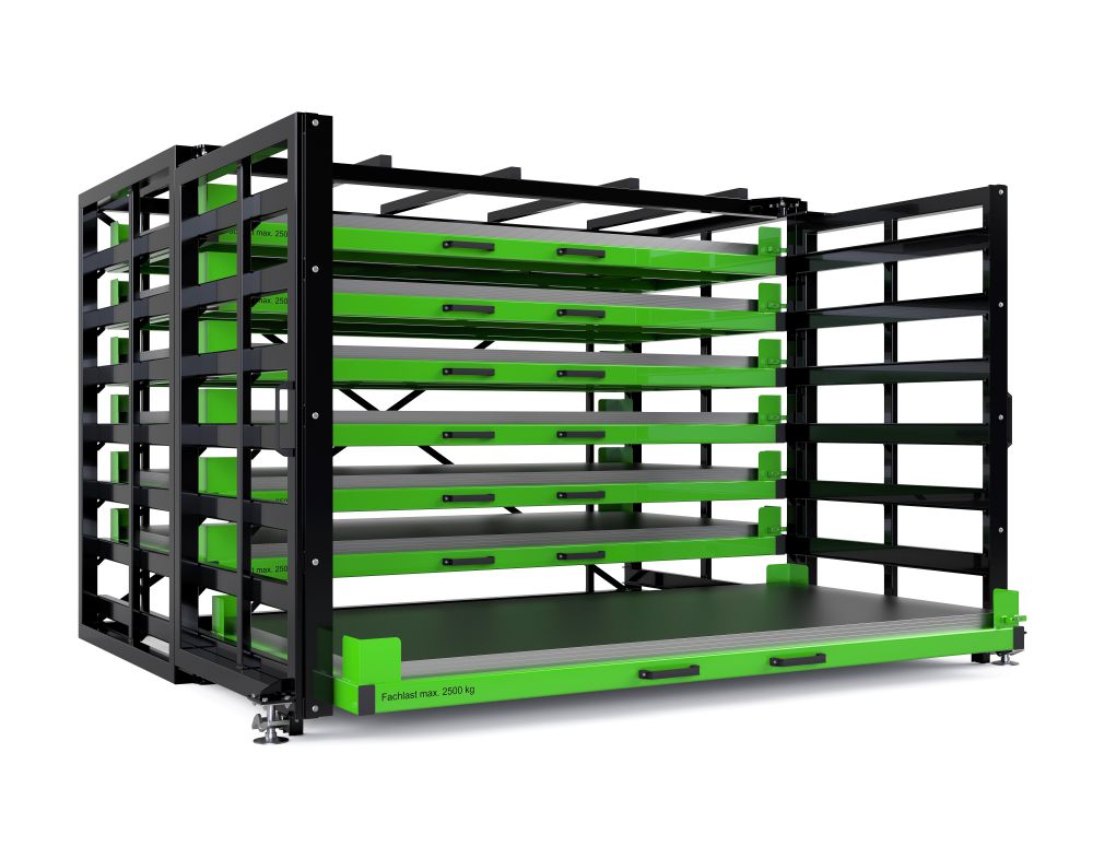 Produktbild RR Schubfachregal für Bleche Typ RBR-G 40/7 4370 x 2440/4065 x 2310 mm RAL 6018