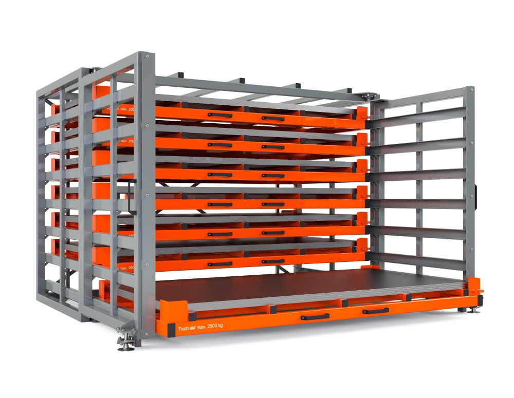 Produktbild RR Schubfachregal für Bleche Typ RBR-T 25/7 2870 x 1690/2565 x 2310 mm RAL 2004