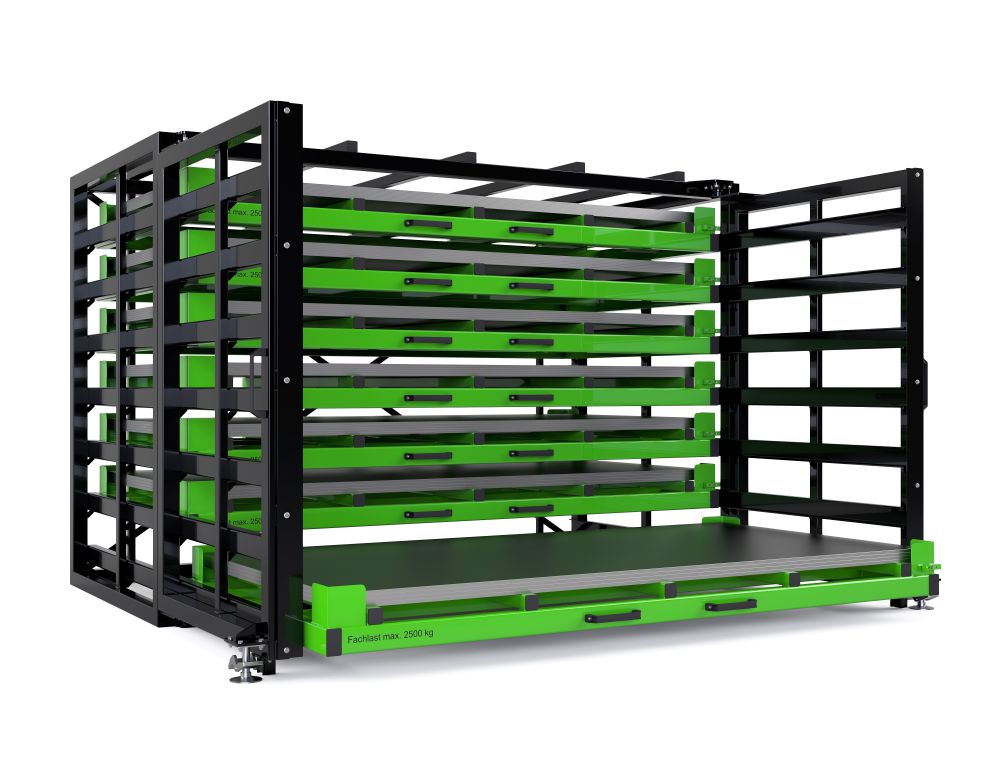 Produktbild RR Schubfachregal für Bleche Typ RBR-T 40/7 4370 x 2440/4065 x 2310 mm RAL 6018