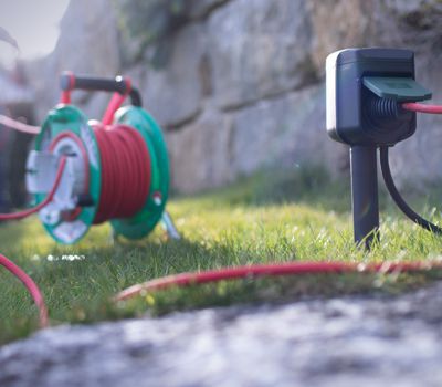 Produktbild strom und energie werbeblock gartensteckdosen kabeltrommeln