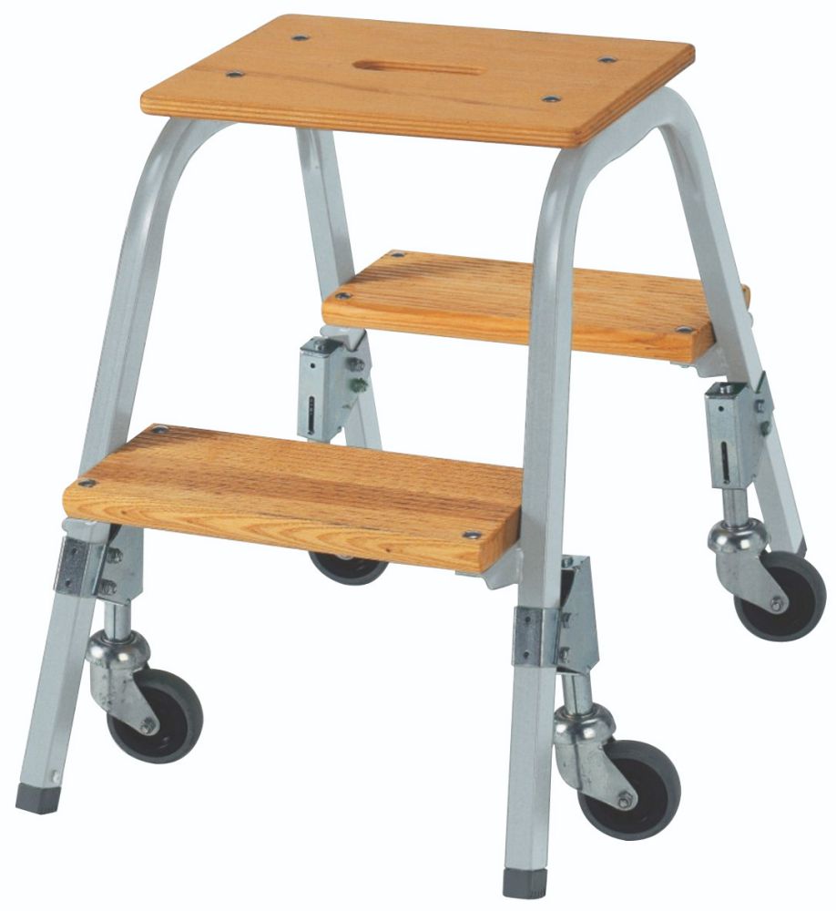 Produktbild Günzburger Stahlrohr-Tritt 3 Holzstufen fahrbar