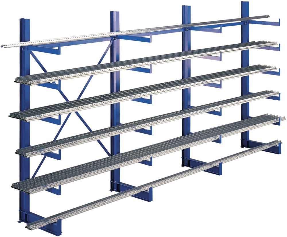 Produktbild SCHULTE Kragarmregal K1000 blau einseitig 5000 mm bild 1