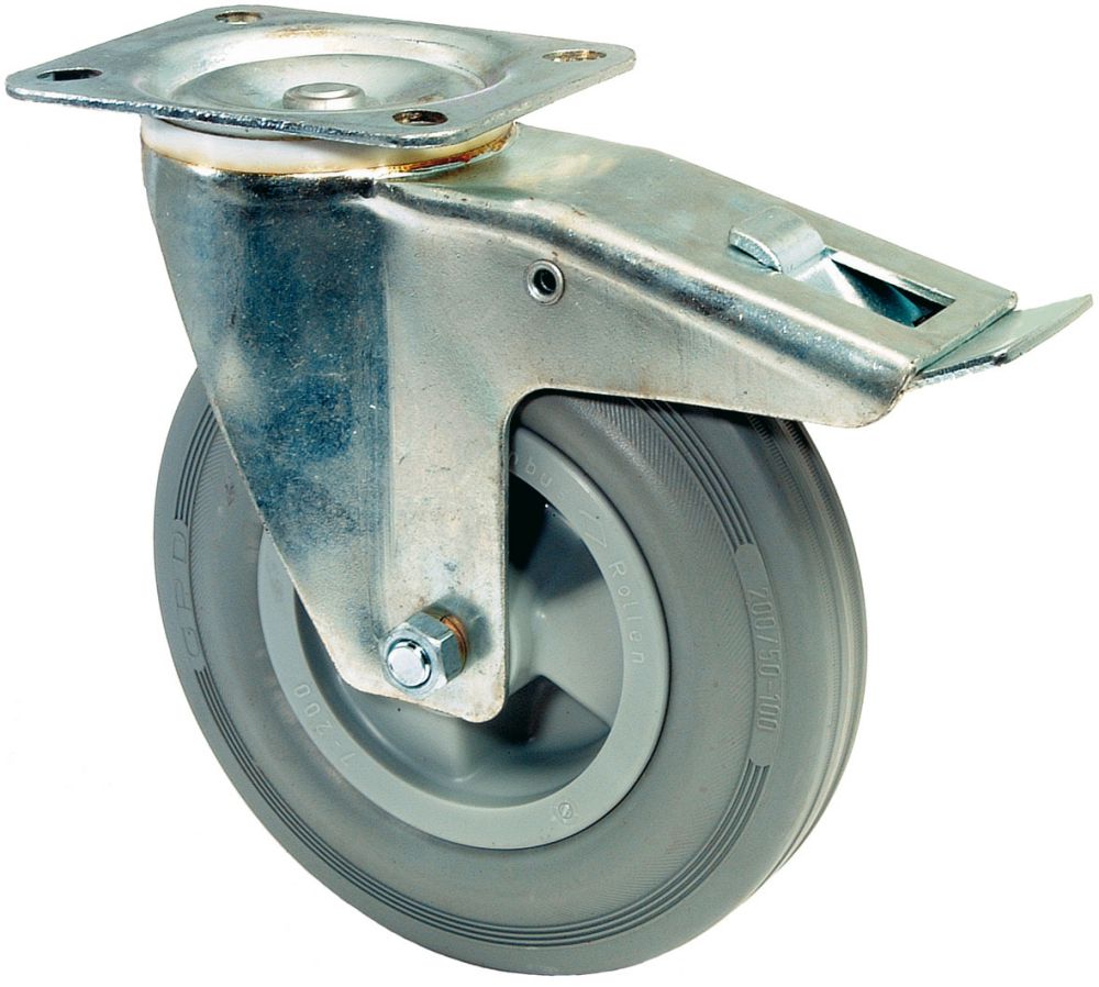 Produktbild BS Rollen Lenkr m. Festst.80mm KUFelgeBlaugr.Reifen