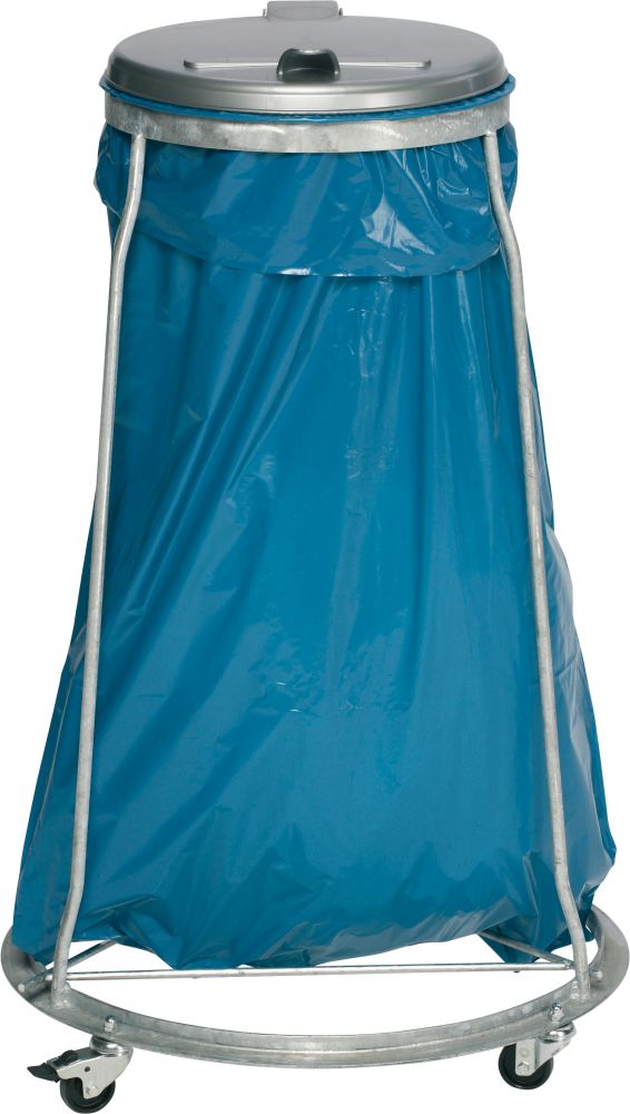 Produktbild Var Abfallsammler Mülleimer verzinkt fahrbar H 1020 mm Metalldeckel