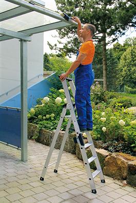 Produktbild Günzburger Stufen-Stehleiter alu 5 Stufen mit Brücke