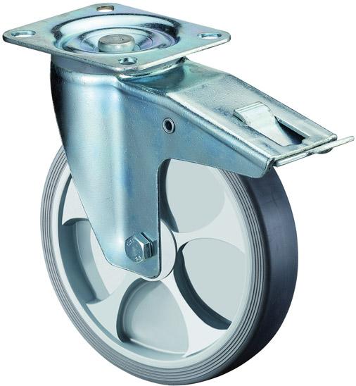 Produktbild Lenkrolle mit Feststeller Gummirad thermoplastisch 200mm bild 1