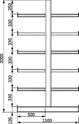 Produktbild Meta Kragarmregal ATLAS ST L2750mm doppelseitig bild 2