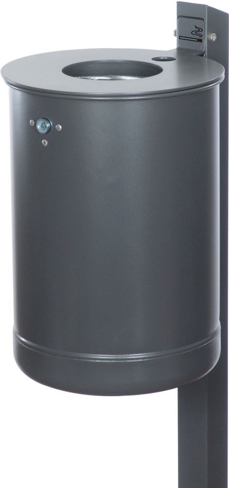 Produktbild Renner Abfallbehälter vzk, grau m.Ascher, Pfosten