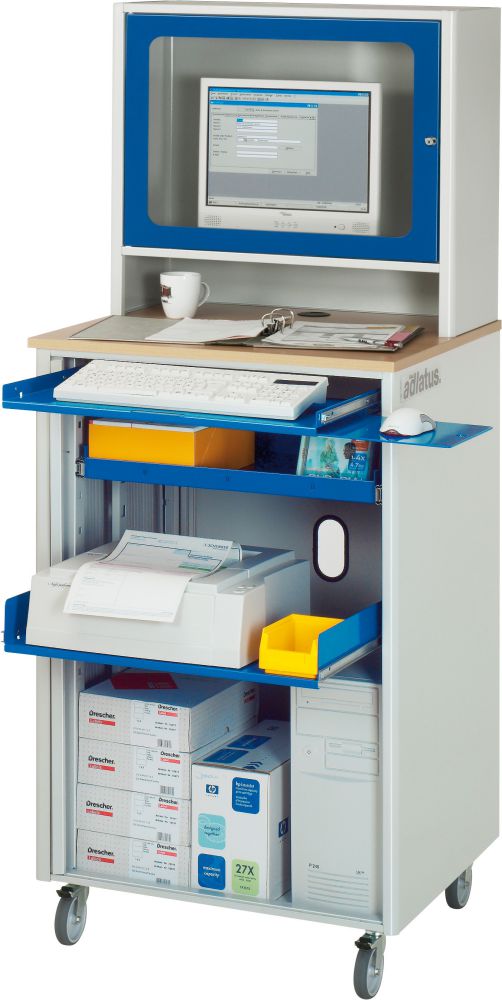 Produktbild RAU PC Arbeitsplatz mobil 720 mm breit Farbe grau blau