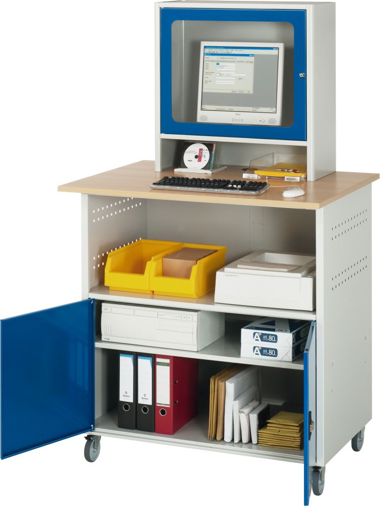 Produktbild RAU EDV-Tisch 1022, stat. m.GehäuseT300,gr/bl bild 1