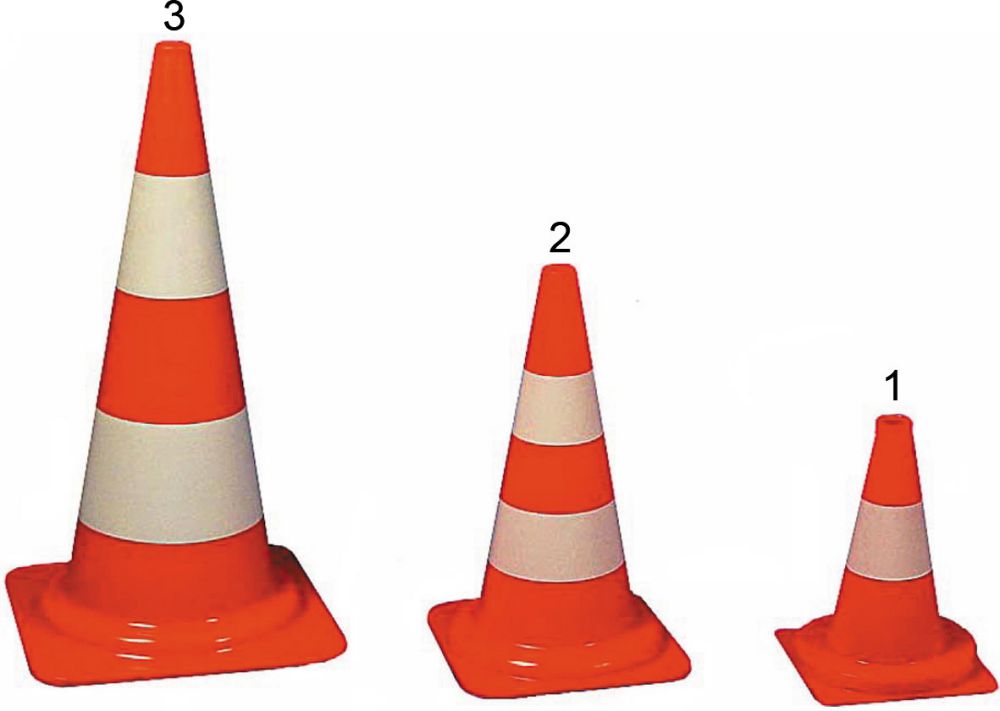 Produktbild Leitkegel 500mm, 2 weiße Streifen, leuchtorange