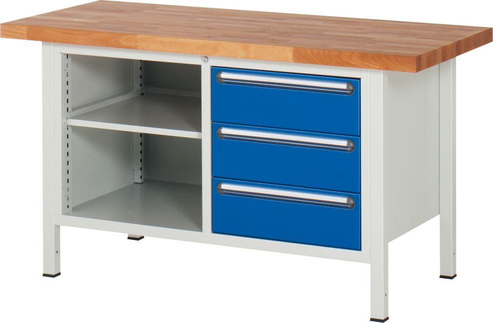 Produktbild RAU Werkbank B1500xT900 m.3 Sbl. 180/1 FB, gr/bl