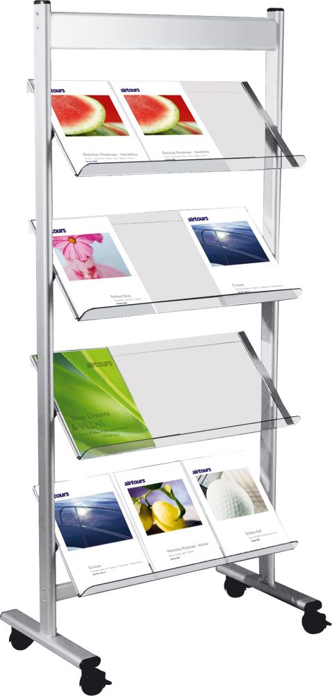 Produktbild Kerkmann Prospektregal 12xA4 ecol.710x350x1600 mm alusilber