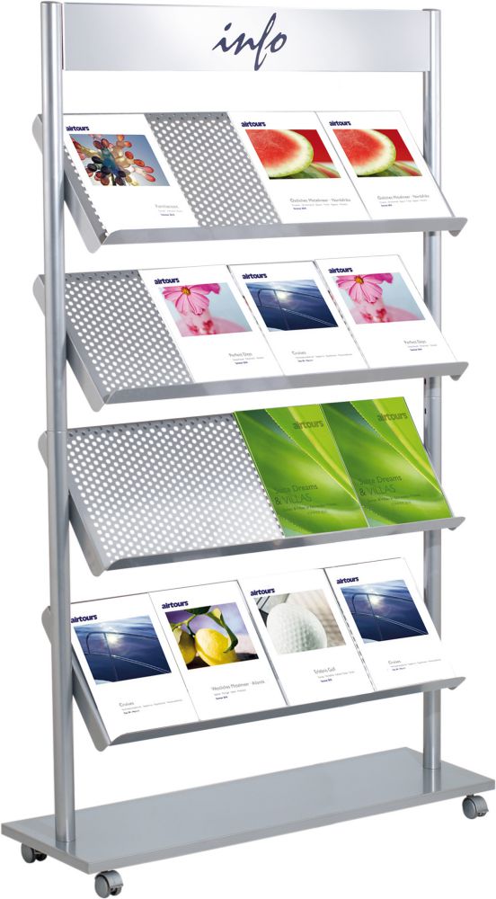 Produktbild Kerkmann Prospektregal 16xA4 985x300x1650 alusilber