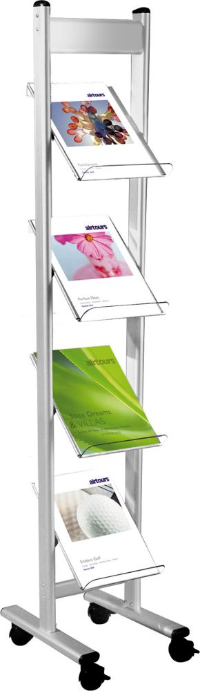 Produktbild Kerkmann Prospektregal 4xA4 ecol. 310x350x1600 mm alusilber