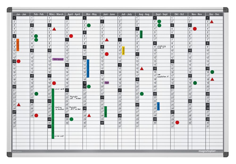 Produktbild Magnetoplan Jahresplaner 12x37 FelderAbm. 920 x 625 mm