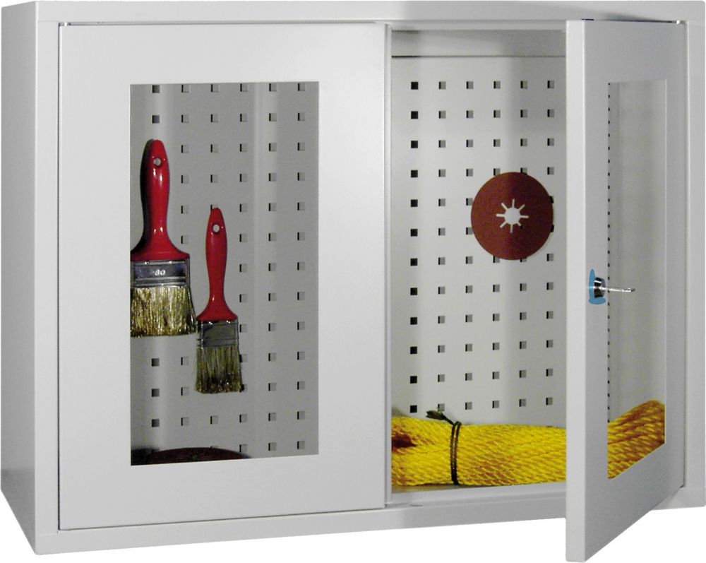 Produktbild Pavoy Hängeschrank gelocht mit Sichtfenstertüren 600 x 400 x 300 mm